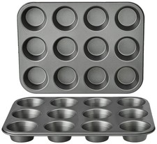 Basics Nonstick Muffin Pan, Set of 2, Sturdy, Oven Safe, Bakes Evenly, Easy to