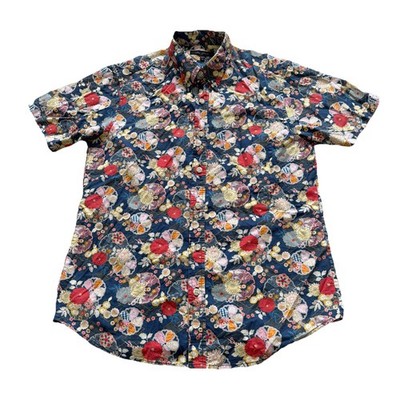 Andy South Hawaiian Button Down Mens Size M Aloha Shirt Hawaii Asian Print