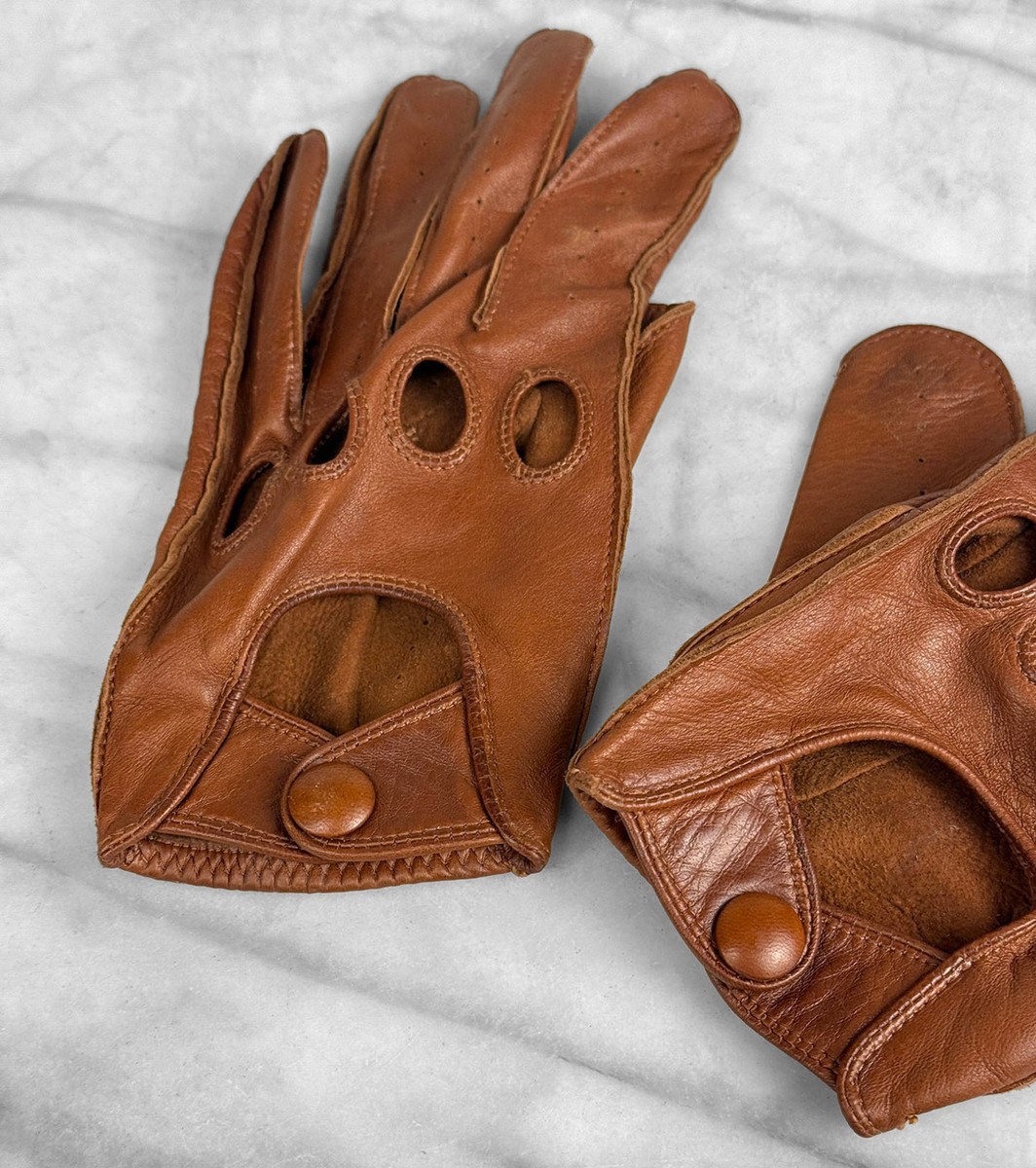 小物 Old COACH Glove-Tanned Leather Vintage Vintage Coach Brown Leather Traditional Driving Gloves - Size