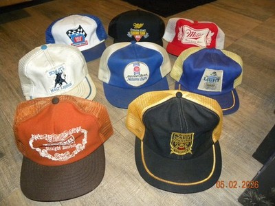 (8) Vintage Beer racing snapback hat lot EARLY TIMES Bourbon Schlitz Malt liquor
