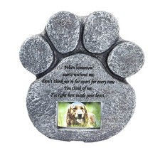 Paw Print Pet Memorial Stone Puppy Tombstone Indoor Outdoor Dog or Cat Grave ...