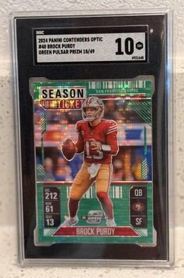 2024 Contenders Optic Brock Purdy /49 - SGC 10 - Green Pulsar  Prizm  49ers