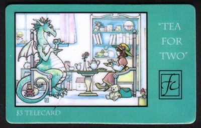 $3.  Tea For Two : Kinder Und Dragon s Beim Tee Am Tisch SPECIMEN Telefonkarte