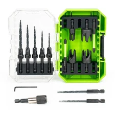 16 Pcs Countersink Drill Bit Set M2 Cobalt HSS 1/4" Hex Shank for Wood