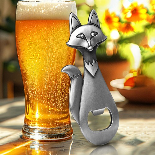 Apribottiglie stile vintage volpe animale facile da tenere robusto apribirra in metallo - Foto 13 di 19