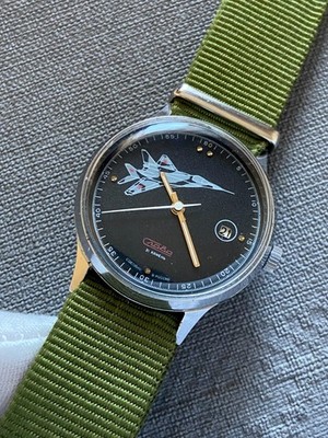 Vintage SLAVA  Aircraft MIG 29 Aviator Pilot Soviet Mechanical Men's Wristwatch