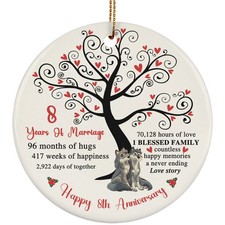 8 Years Love Ornament Happy 8th Anniversary Cute Wolf Couple Christmas Gifts
