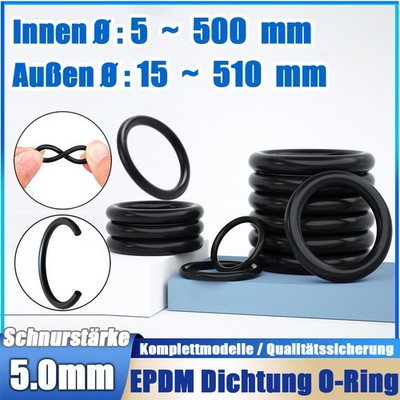 O-Ring EPDM-Dichtungsring Schnurstärke 5,0 mm Innen Ø 5/6/7/8/10 ~ 500 mm 0 Ring