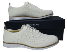 Cole Haan Womens Sz 8 B White OG Grand Stitchlite Wingtip Oxford Knit Shoes