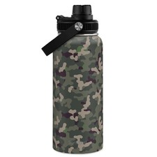 Camouflage Insulated Stainless Steel Water Bottle 32oz, Vacuum Chug Lid Travel T