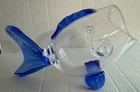 Blenko Style Art Glass Fish Clear Blue Vase Bowl Terrarium Mid Century Vintage!