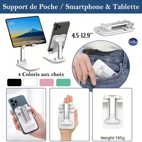 Support de Poche Pliable Réglable pour Téléphone Portable Smartphone Tablette