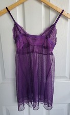 VICTORIA'S SECRET Sheer Lace Purple Babydoll Lingerie Nightie Coquette Size S