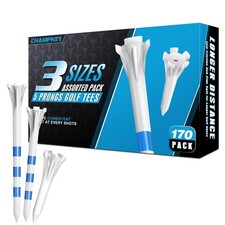 Professional 170 Pack 5-Prong Plastic Golf Tees 3 Sizes Assorted Pack - 100 P...