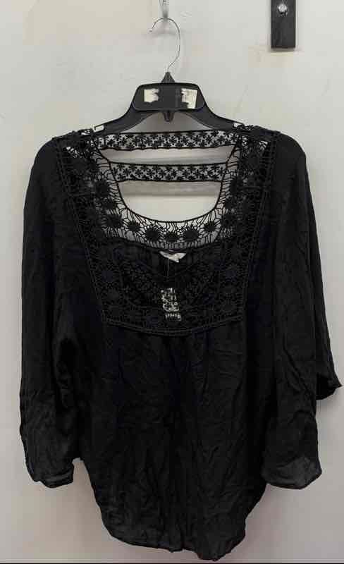 Aeropostale Women's Black Floral Crochet Lace Boho High-Low Blouse Sz XL NWT