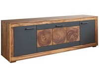 Massivholz Tv-Board Modern Schwarz Holz Natur Massiv Lowboard Echtholz 178X46X62