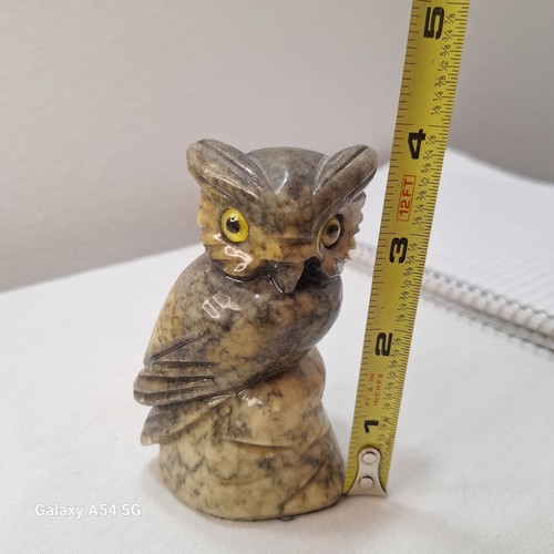 Owl Figurine Carved Marble Stone - Picture 4 of 17