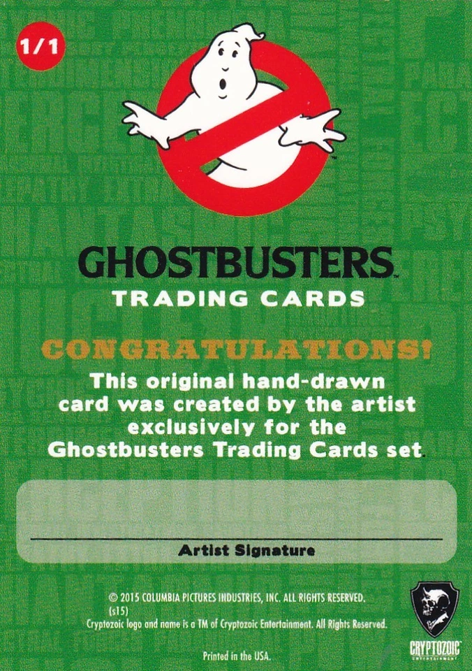 2015 Ghost Busters by Cryptozoic Winner gets ONE BLANK SKETCH CARD 1/1 VERY RARE - Image 2 of 4
