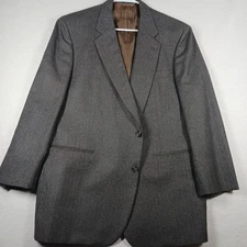  SASSOON COLLECTION 100% WOOL 46R BLAZER 2 Button 1 Vent Black W Blue Pinstripe 