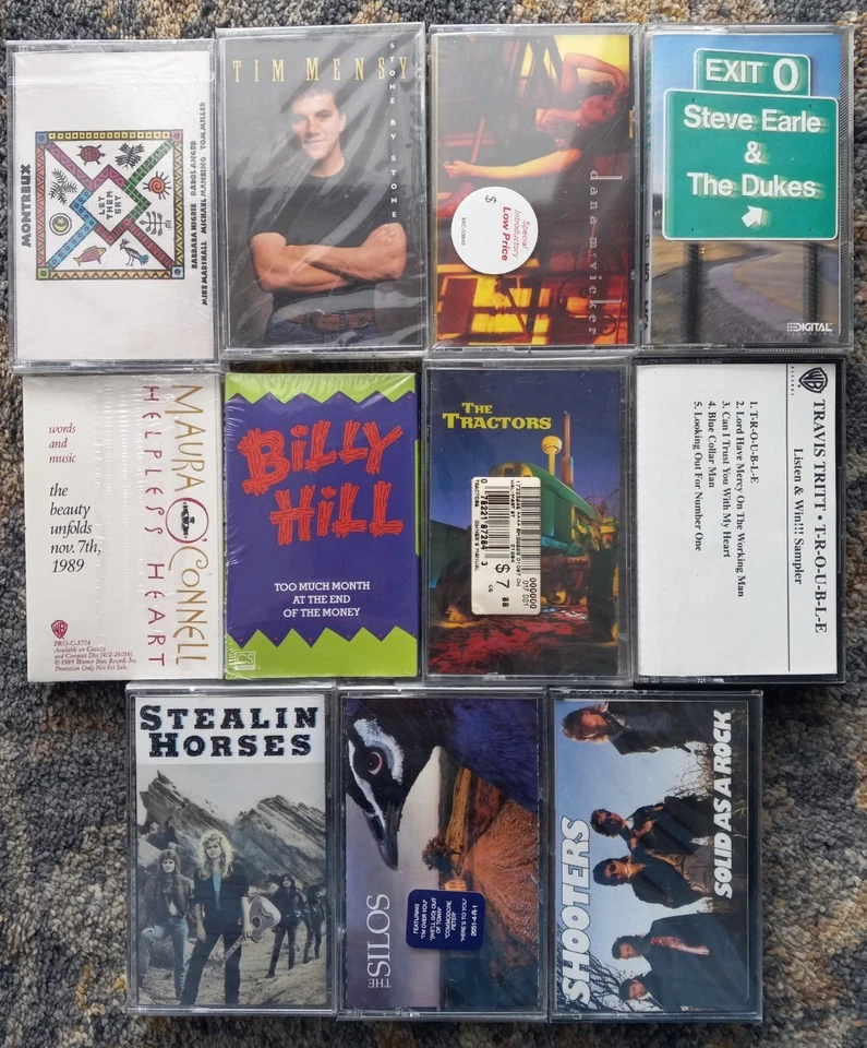 11 vintage COUNTRY folk 80s 90s CASSETTES mostly SEALED M- some RARE PROMOS - Image 2 of 4