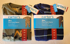 Carter s Baby Boys 18M Fleece Footie Pajamas 2 Pack NWT Dinosaur Construction