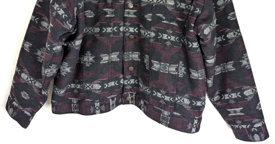 Wrangler мужской XXL Aztec черный шерпа пальто родной племенной Western водитель грузовика куртка - Изображение 3 из 4