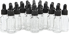 , 24, Clear, 15 Ml 1/2 Oz Glass Bottles, with Glass Eye Droppers