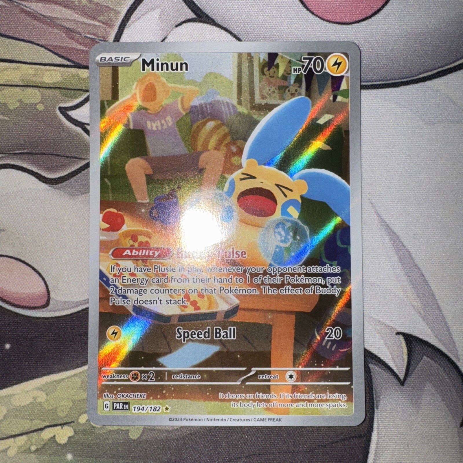 Pokemon TCG Minun 194/182 Paradox Rift Illustration Rare NM