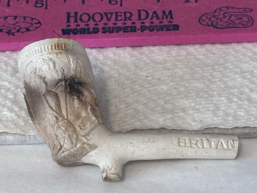 ANTIQUE VICTORIAN ERA WHITE CLAY FUR TRADE TAVERN PIPE MAKER'S MARK & SLOGAN