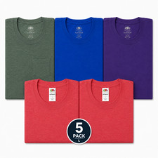 Fruit of the Loom 5-Pack T-Shirts Size L - 2 Coral Red, 1 Ocean Blue, 1 Purpl...