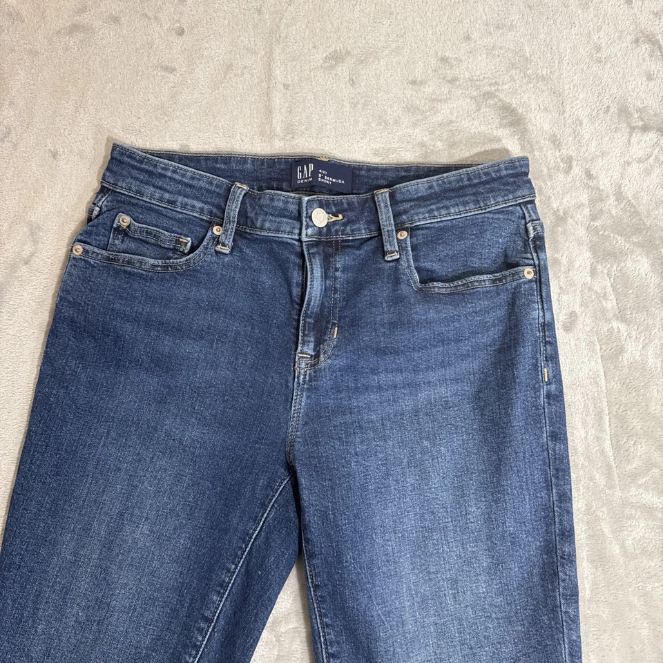 Pantalones cortos de mezclilla GAP Bermudas para mujer talla 4/27 azul jean tiro medio elásticos informales Y2K Foto 2 de 4
