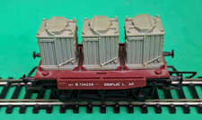 Triang Hornby R340 OO Gauge  Conflat L Wagon With 3 Cement Containers~ FREE POST