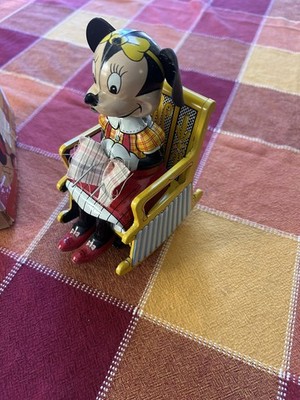 Boxed Antique Mechanical Minnie Mouse Rocking Chair Windup Disney