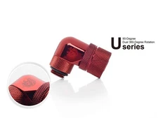 Bitspower G1/4" Deep Blood Red Dual Rotary Angle Compression Fitting 3/8" OD 5/8