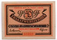1921 Germany Stettin Notgeld 50 Pfennig Note (3233)