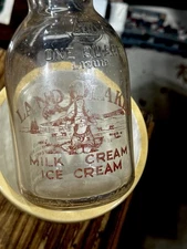 Vintage 1 QT LAND O'LAKES MILK BOTTLE CREAM TOP MANKATO MN CREAMERY Indian Maden