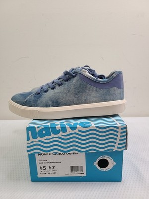 Native Shoes Men's Monte Carlo Denim Acid Wash/Bone White Sneakers Size: 5M/7W