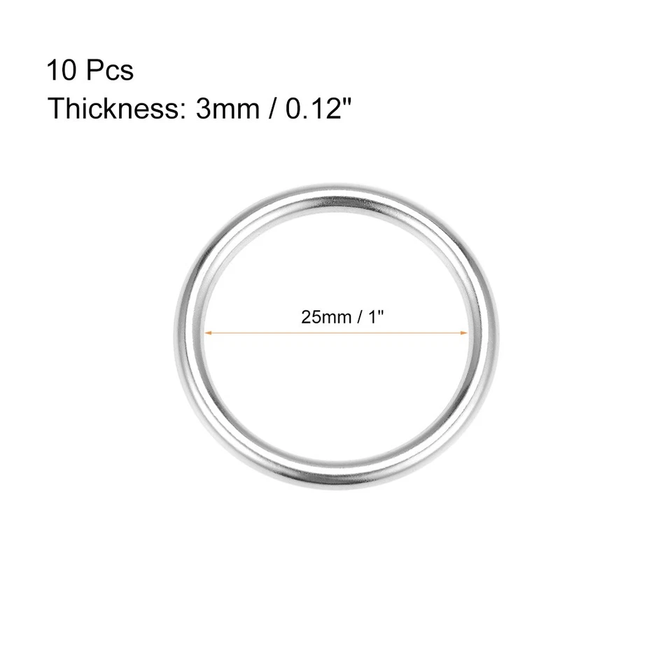 10 piezas juntas tóricas hebilla de anillo tórico de 1" (25 mm) tono plateado para bolsas de hardware artesanía hágalo usted mismo Foto 2 de 3