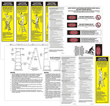 Step Ladder Safety Labels Stickers Compatible with Werner Fiberglass Stepladder