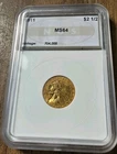 1911 $2.5 Gold Indian Head Coin Pre 33 Gold NGS Mint State 64