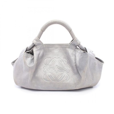 Loewe Nappa Aire Handbag Bag Leather Silver Used #3257