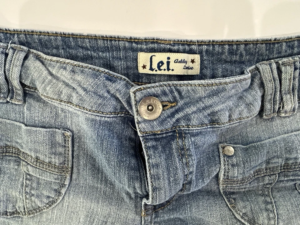 Vintage Y2K Lei Denim Micro Shorts Size 13 Ashley Low Rise Preppy Girlie Baddie - Image 3 of 4