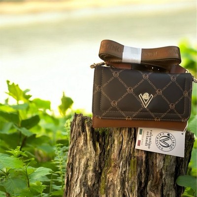 Visconti Leather Crossbody Bag with Logo Pattern