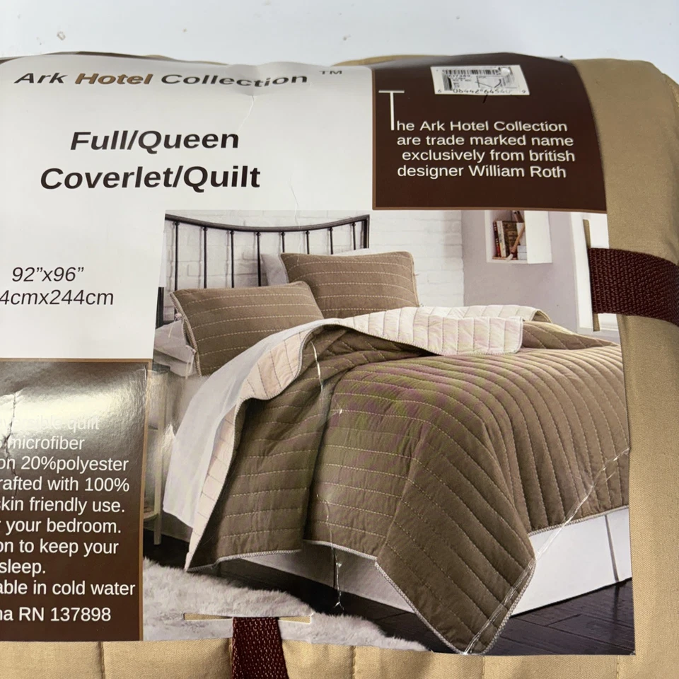 ARK Hotel Collection Full/queen Coverlet Quilt Tan NEW 92x 96” - Image 4 of 4