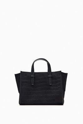 Zara Black Mini Croc Tote Bag Brand New