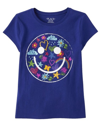 Girls' Tie-Front Graphic Top - 60% Cotton 40% Polyester Jersey Crewneck Tee