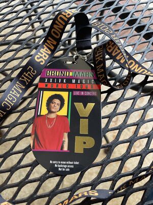 2018 Bruno Mars XXIVK 24K Magic World Tour Live in Concert Laminate & Lanyard