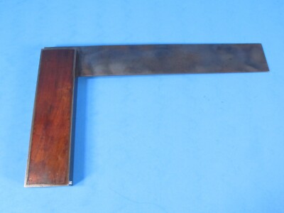 nice 10'' Stanley Rule & Level No 10 Inlaid wood try square full cast iron frame