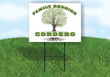 CORDERO FAMILY REUNION GR TREE 18 in x24 in Yard Sign Road Sign with Stand