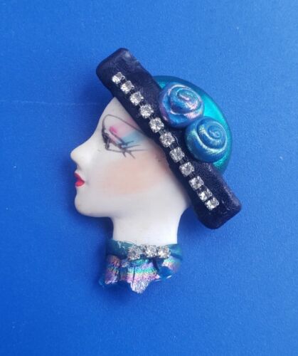 Vintage Art Deco Woman Face Profile Brooch Pin